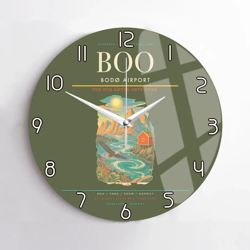 Bod Airport BOO Wall-Clock No-Frame - Green Army