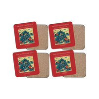 Thumbnail for The Hot Engine Tent - Designed Coasters design on red 4-pieces-set