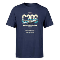 Thumbnail for Cessna 208 Caravan design on navy blue t-shirt, single-side print