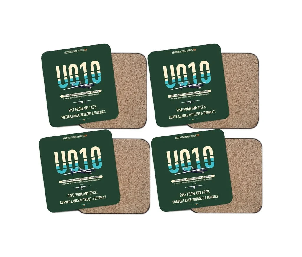 Airbus U010 Aliaca VTOL design on dark green 4 pieces set coaster