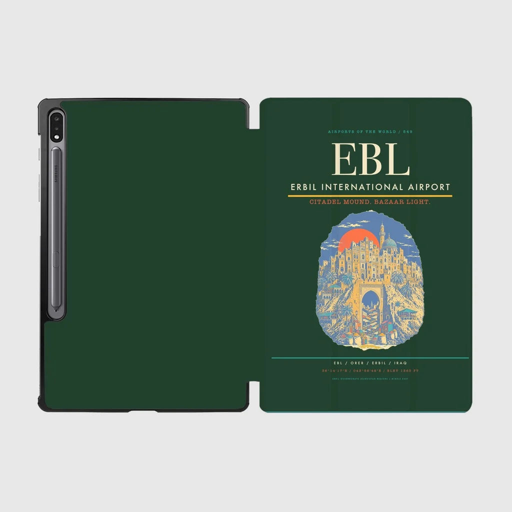 Erbil International Airport (EBL) design on dark green samsung tablet tablet case