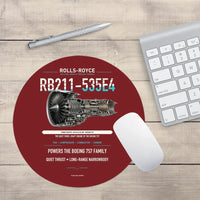 Thumbnail for RB211-535E4 design on dark red round mouse pad