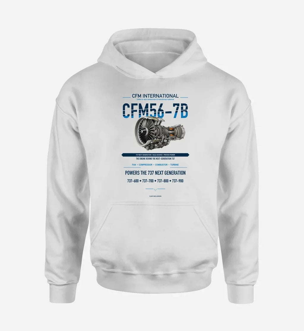 CFM56-7B design on white hoodie single side