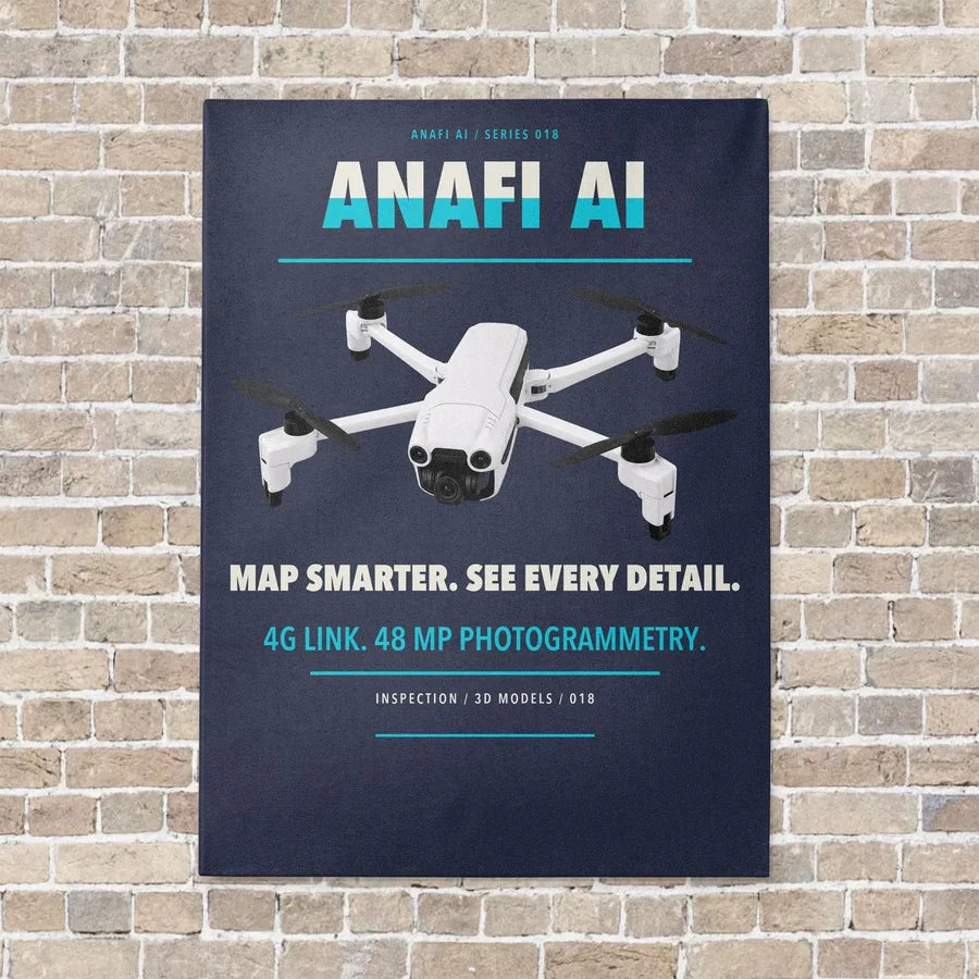 Parrot ANAFI Ai vertical canvas print - no frame - navy blue background