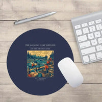 Thumbnail for VINTAGE G4488 - The Logging Camp Lifeline - Designed Mouse Pads design on navyblue round