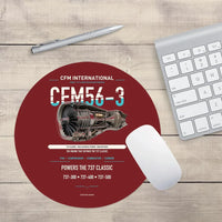 Thumbnail for CFM56-3 design on dark red round mouse pad
