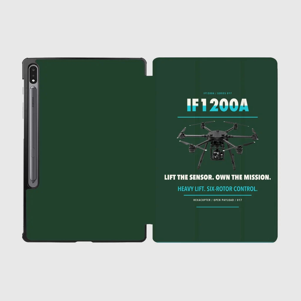 Inspired Flight IF1200A design on dark green samsung tablet tablet case