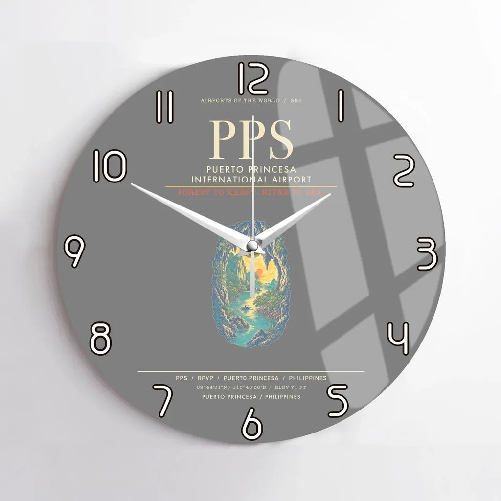 Puerto Princesa International Airport PPS Wall-Clock No-Frame - Gray