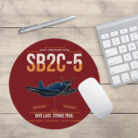 Thumbnail for SB2C-5 Helldiver design on dark red round mouse pad
