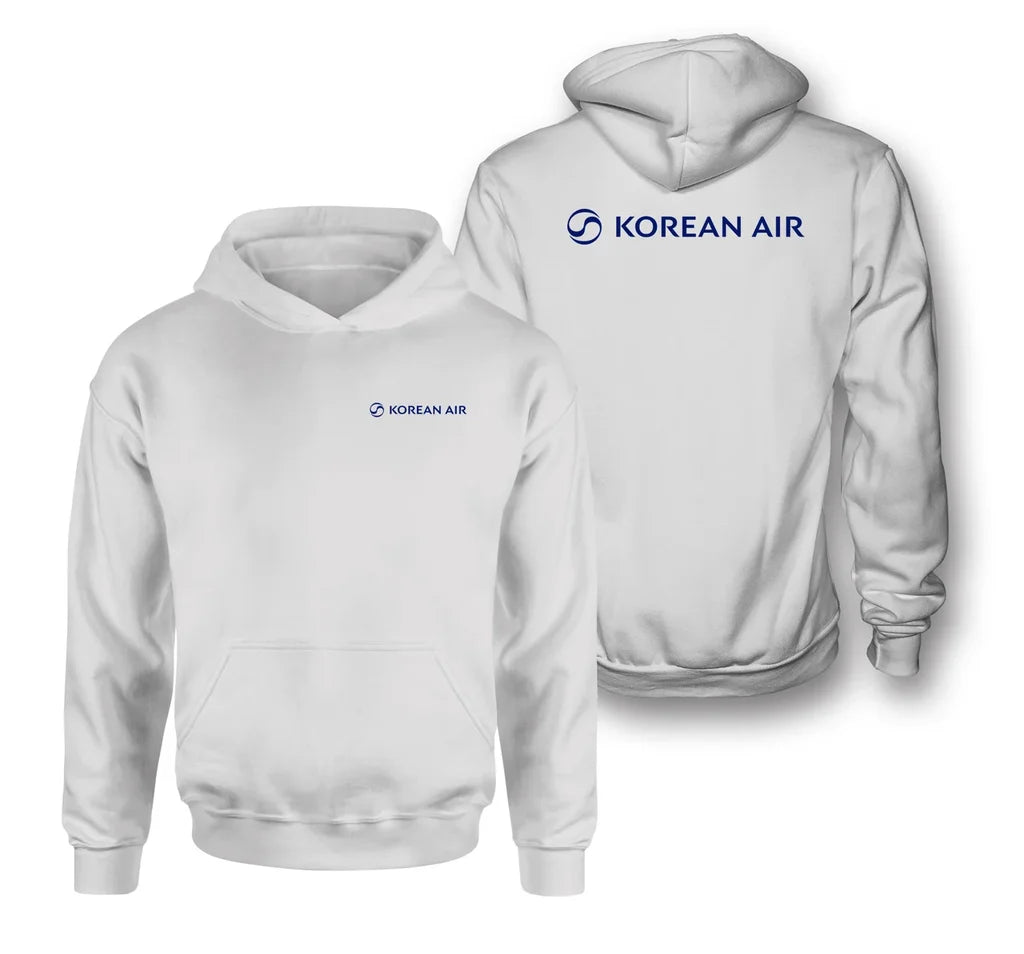 Korean Airlines logo on white double side hoodie