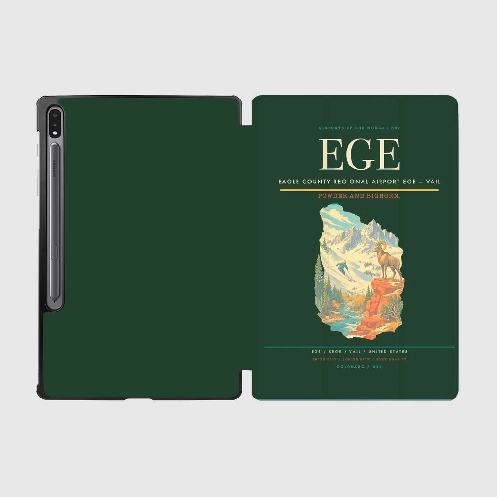 Eagle County Regional Airport (EGE) design on dark green samsung tablet tablet case