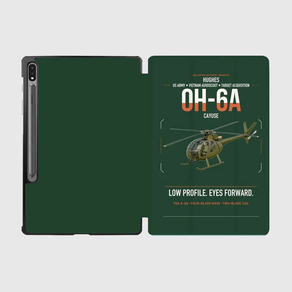 Hughes OH-6A Cayuse design on dark green samsung tablet tablet case