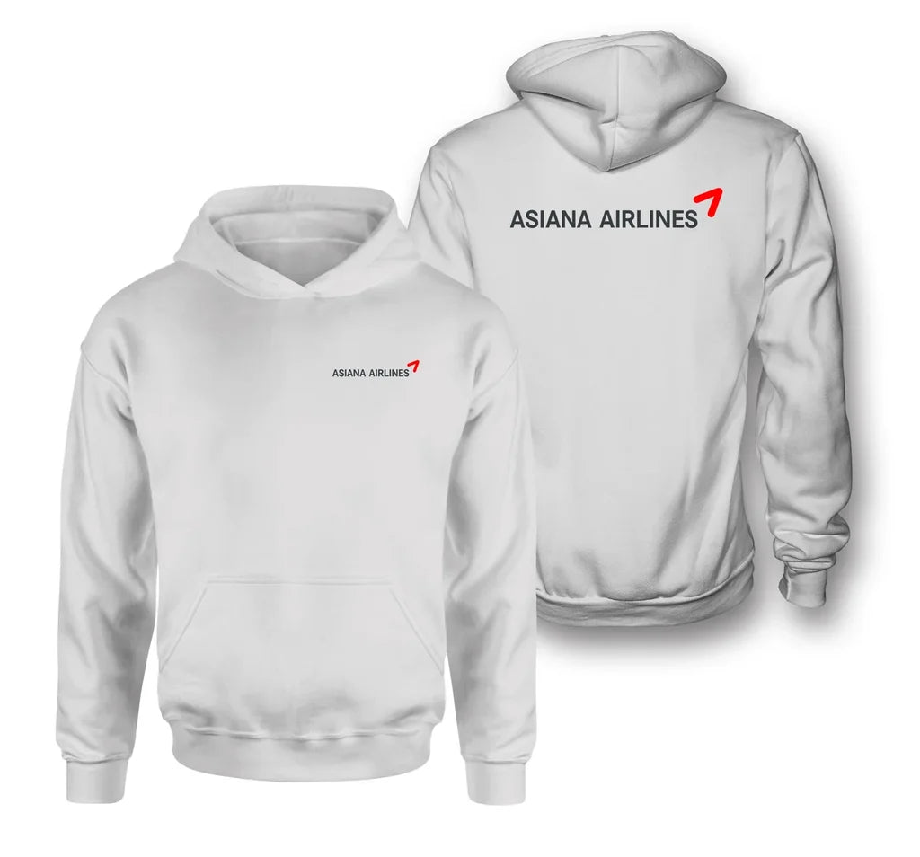 Asiana Airlines logo on white double side hoodie