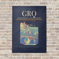 Thumbnail for Groningen Airport Eelde GRQ vertical canvas print - no frame - navy blue background