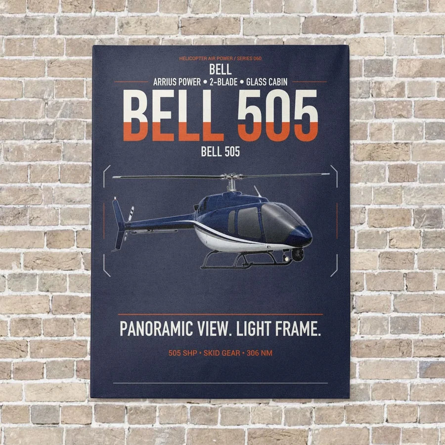 Bell 505 vertical canvas print - no frame - navy blue background