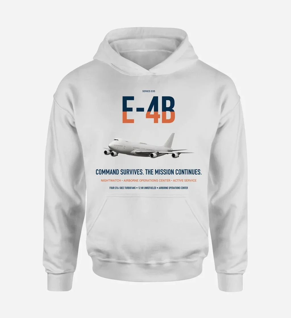 E-4B Nightwatch design on white double-side hoodie, single-side print