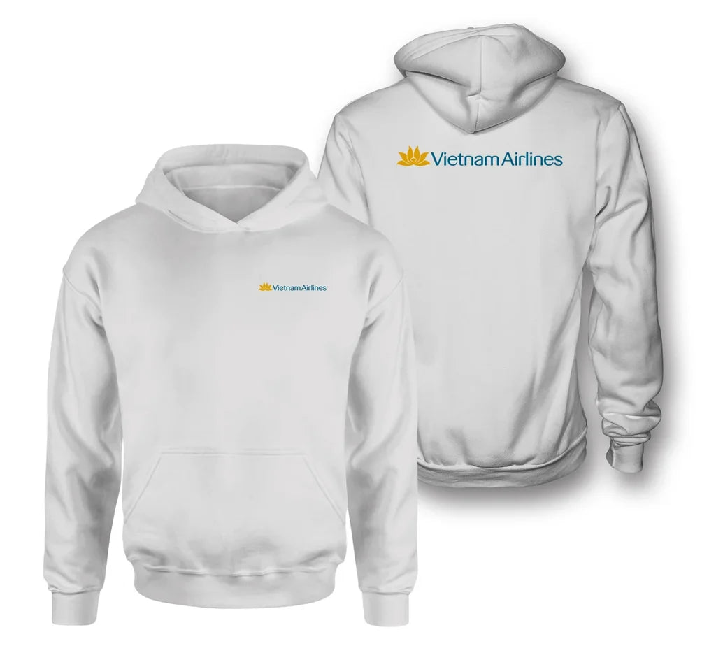 Vietnam Airlines logo on white double side hoodie