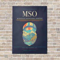 Thumbnail for Missoula Montana Airport MSO vertical canvas print - no frame - navy blue background