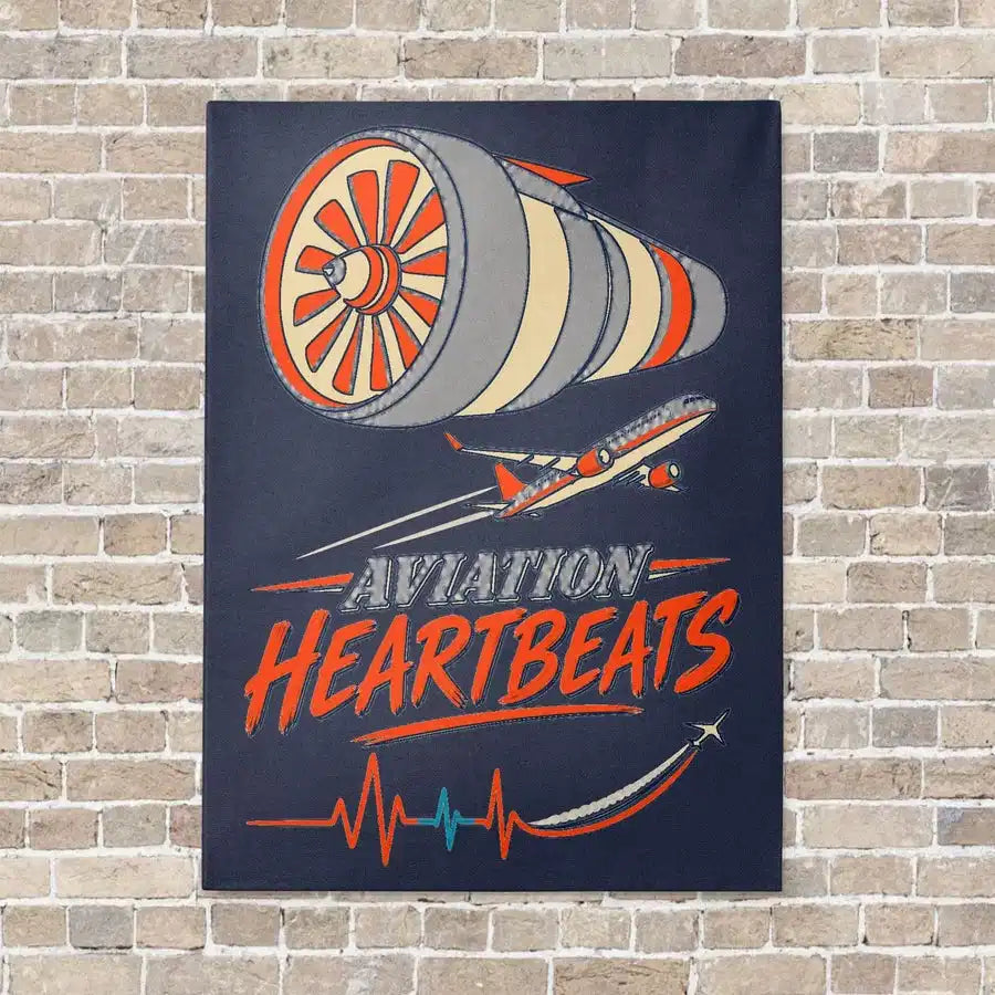 Aviation Heartbeats V2 vertical canvas print - no frame - navy blue background