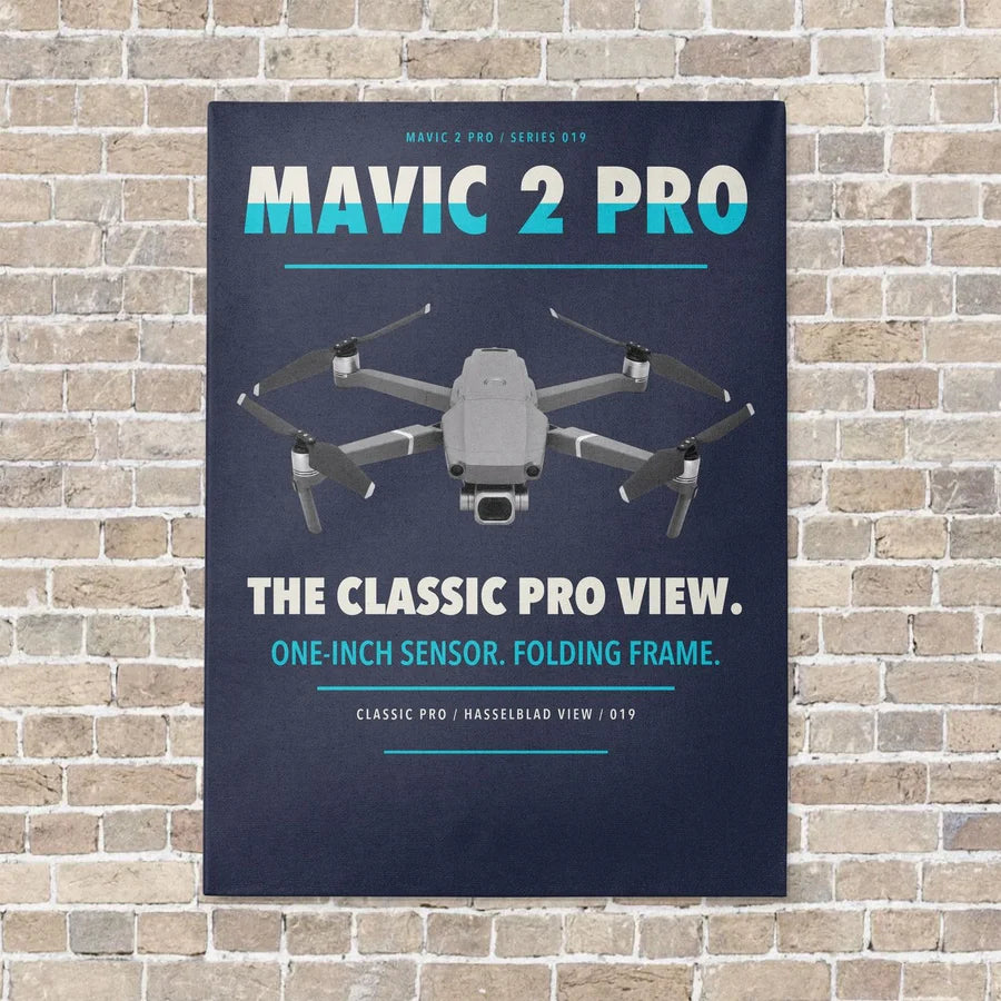 DJI Mavic 2 Pro vertical canvas print - no frame - navy blue background