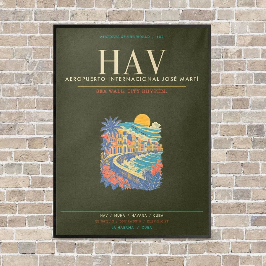 Jose Marti International Airport Havana HAV - Canvas Framed - Green Army
