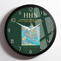 Thumbnail for Frankfurt-Hahn Airport (HHN) design on dark green framed wall clock