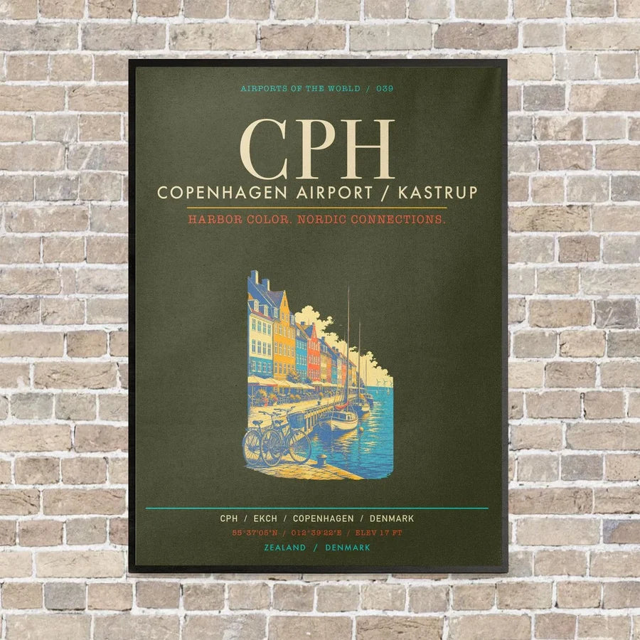 Copenhagen Airport Kastrup CPH - Canvas Framed - Green Army