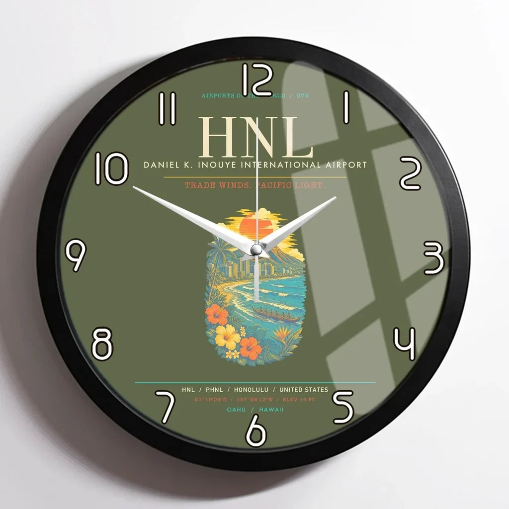 Honolulu Daniel K. Inouye International Airport HNL Wall-Clock Framed - Green Army