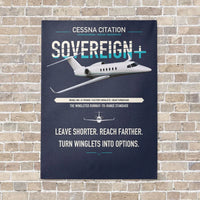 Thumbnail for Cessna Citation Sovereign+ vertical canvas print - no frame - navy blue background