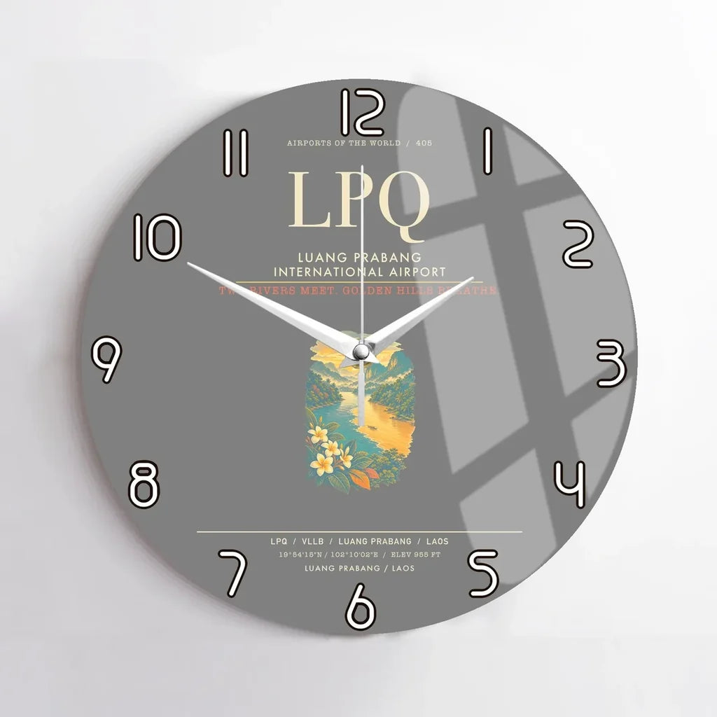 Luang Prabang International Airport LPQ Wall-Clock No-Frame - Gray