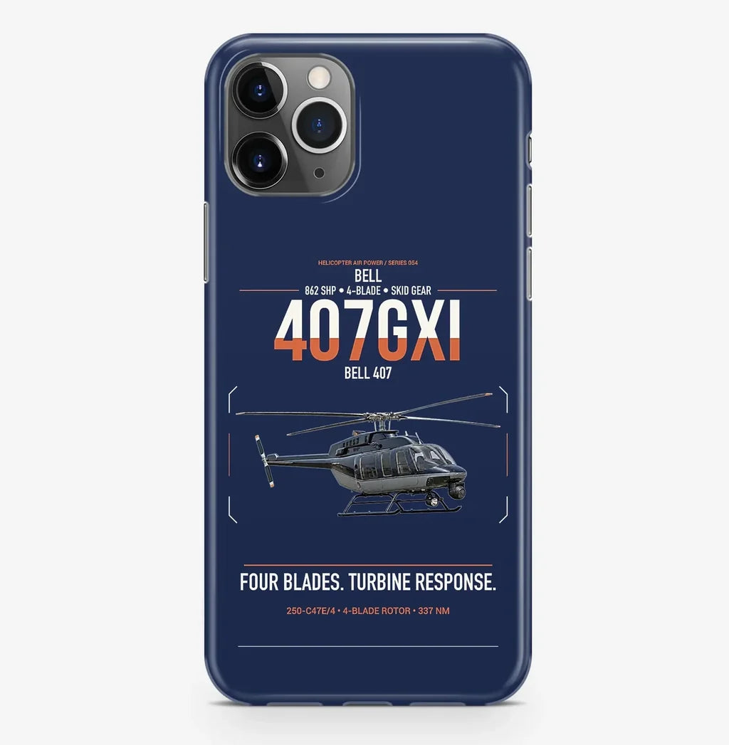 Bell 407GXi design on navy blue magsafe iphone case, for iPhone Pro Max