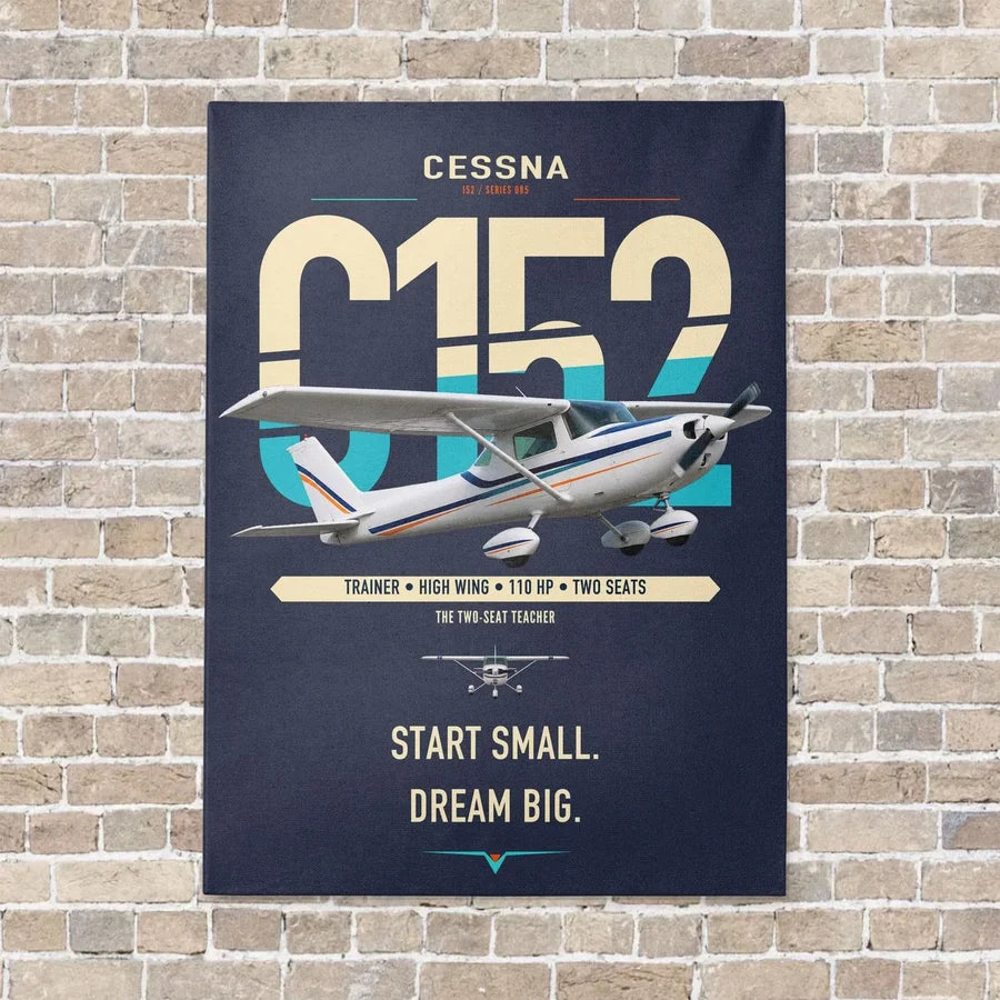 Cessna 152 vertical canvas print - no frame - navy blue background