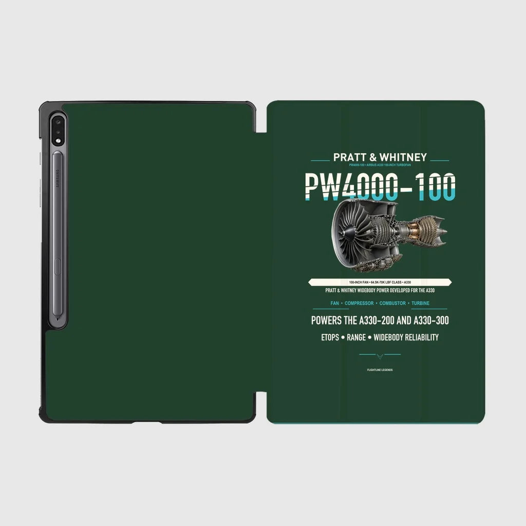 PW4000-100 design on dark green samsung tablet tablet case