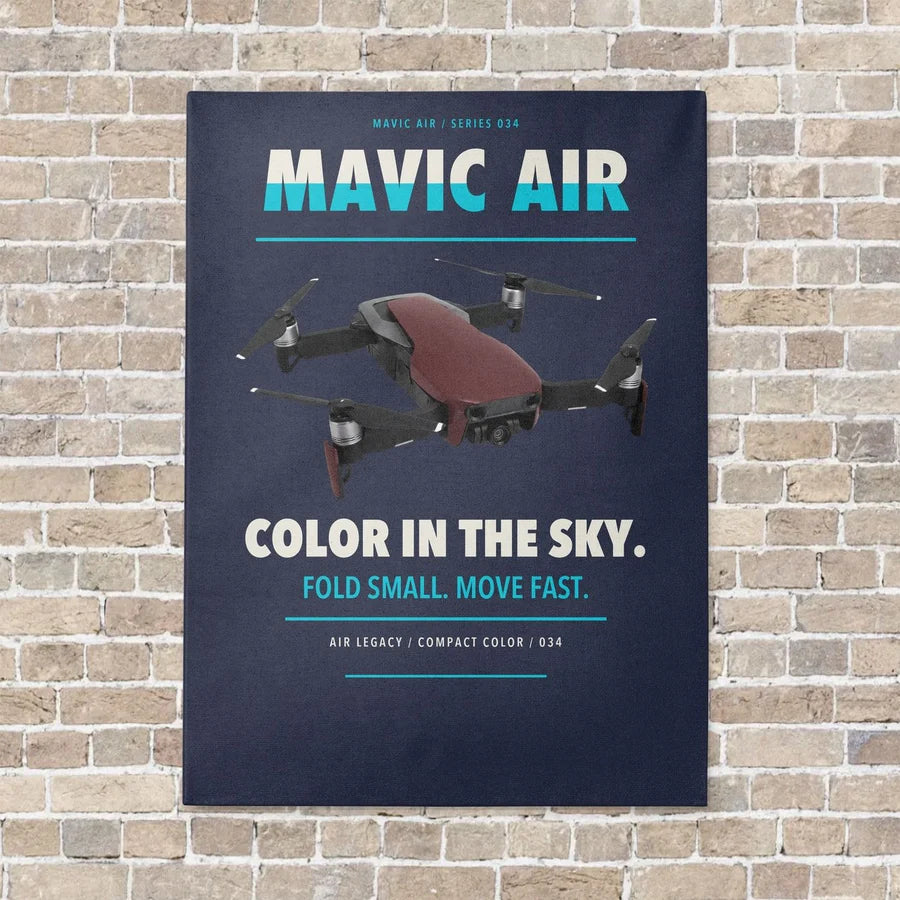DJI Mavic Air vertical canvas print - no frame - navy blue background