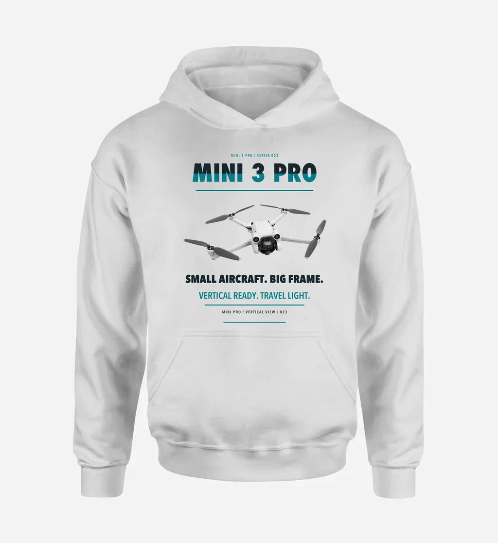 DJI Mini 3 Pro design on white hoodie single side