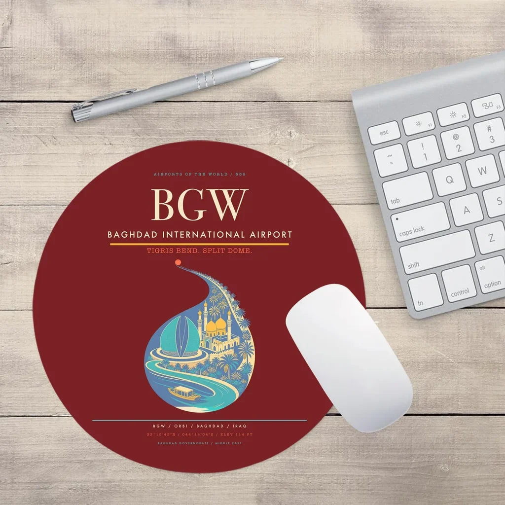 Baghdad International Airport BGW Mouse-Pad Round - Dark Red