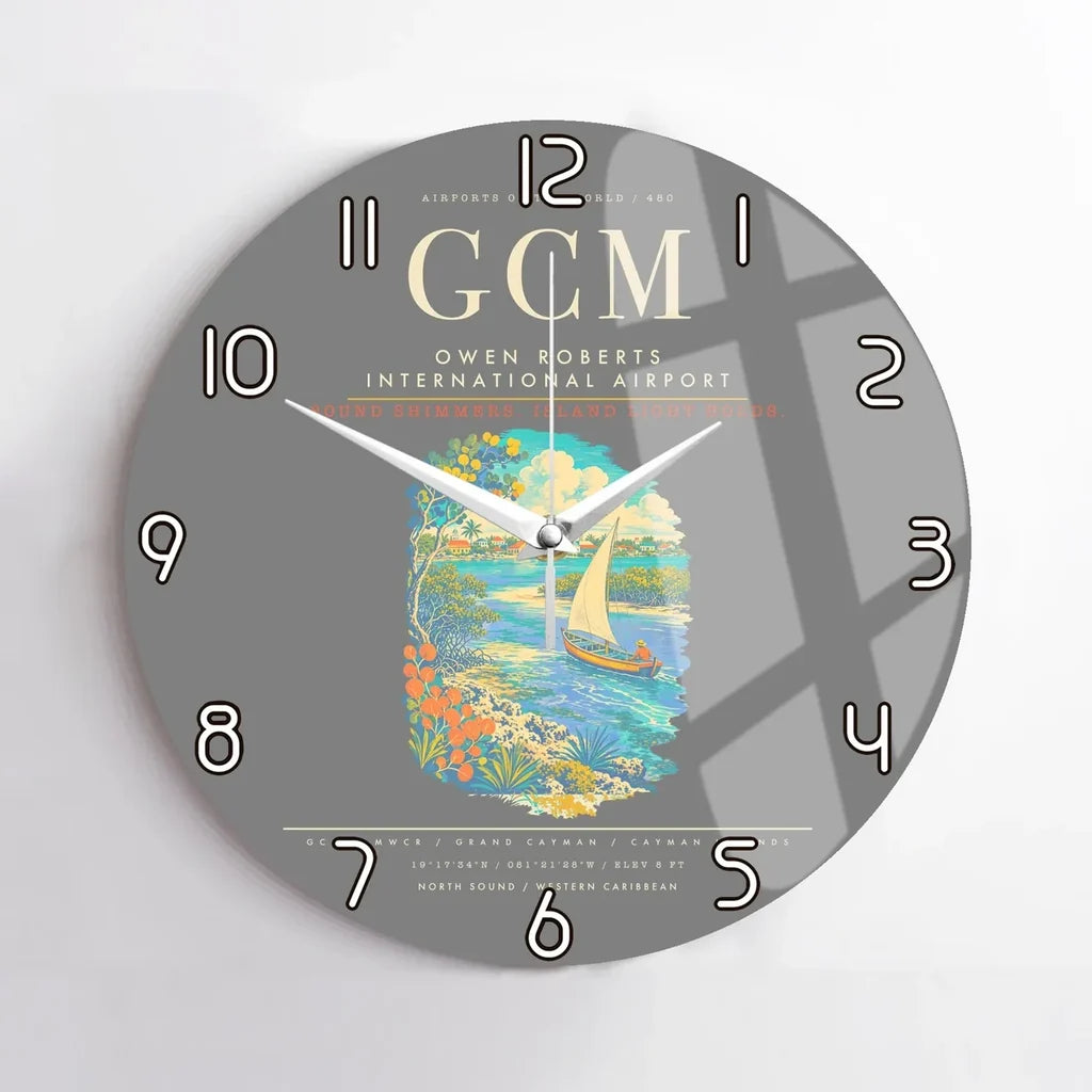 Owen Roberts International Airport GCM Wall-Clock No-Frame - Gray