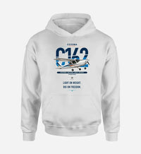 Thumbnail for Cessna 162 Skycatcher design on white double-side hoodie, single-side print