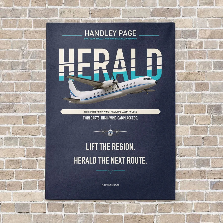 Handley Page HPR.7 Dart Herald vertical canvas print - no frame - navy blue background