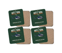 Thumbnail for Bell 505 design on dark green 4 pieces set coaster