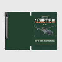 Thumbnail for Aérospatiale SA 316B Alouette III design on dark green samsung tablet tablet case