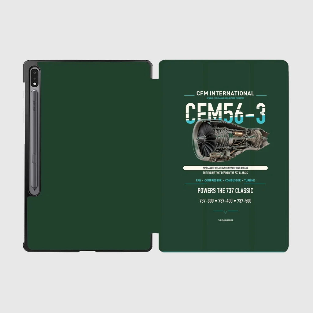 CFM56-3 design on dark green samsung tablet tablet case