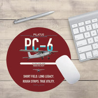 Thumbnail for Pilatus PC-6 Porter design on dark red round mouse pad