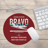 Thumbnail for Cessna Citation Bravo design on dark red round mouse pad