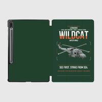 Thumbnail for Leonardo AW159 Wildcat HMA2 design on dark green samsung tablet tablet case