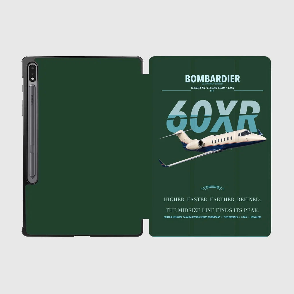 Bombardier Learjet 60XR design on dark green samsung tablet tablet case