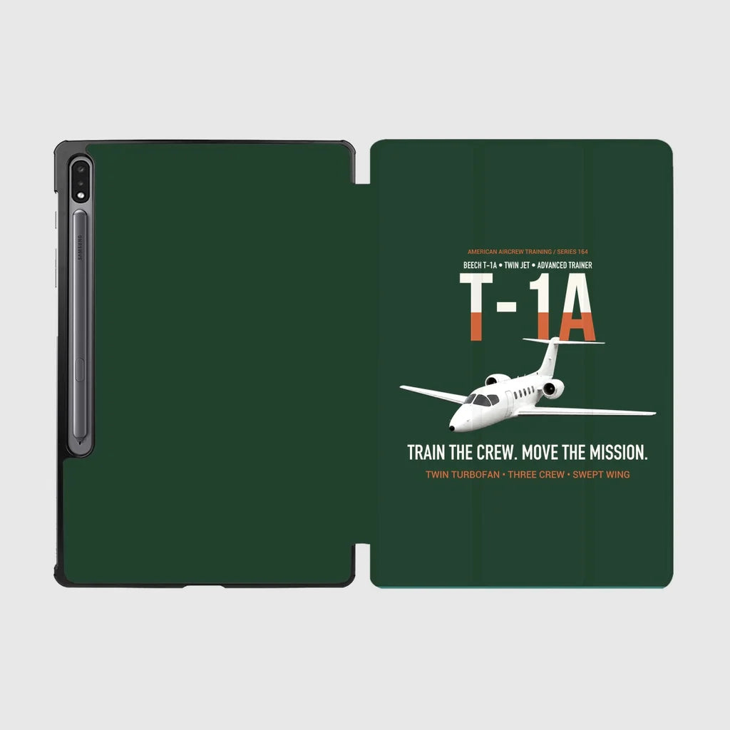 T-1A Jayhawk Advanced Jet Trainer design on dark green samsung tablet tablet case