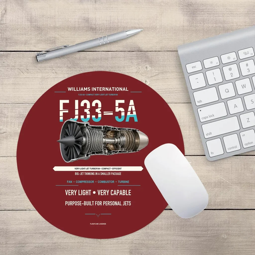 FJ33-5A design on dark red round mouse pad
