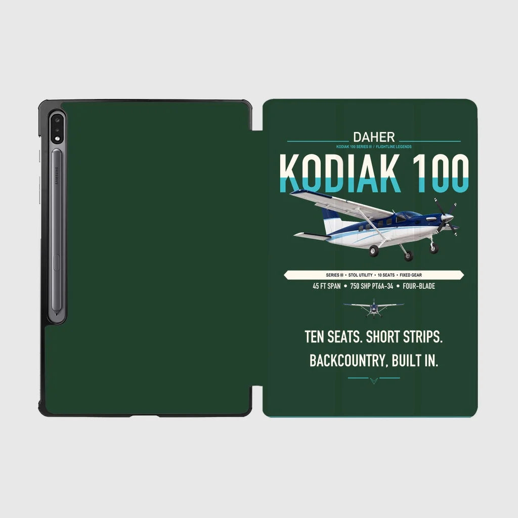Daher Kodiak 100 Series III design on dark green samsung tablet tablet case
