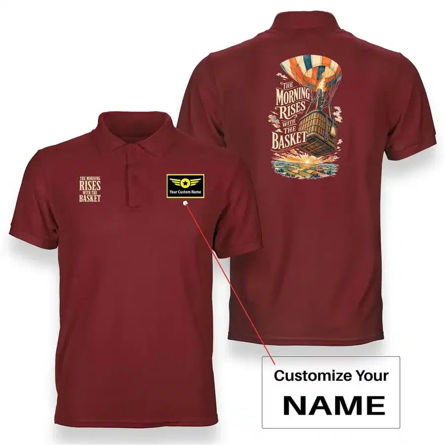 SIGNAL 676 - The Morning Rises With The Basket - Double-Side Polo design on red double side polo with custom name badge